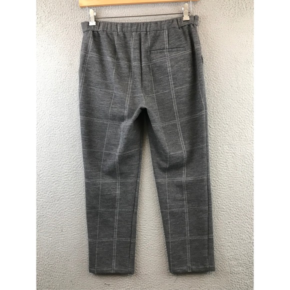 Theory Gray Plaid Trousers Pants Women's Size 8 Pull On Knit Style Treca - Picture 2 of 9